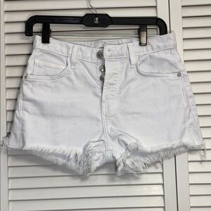Current/Elliott White Frayed Jean Shorts